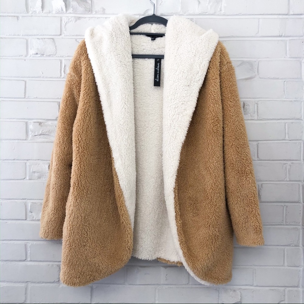 Alison Andrews Reversible Fuzzy Teddy Coat M/L NWT